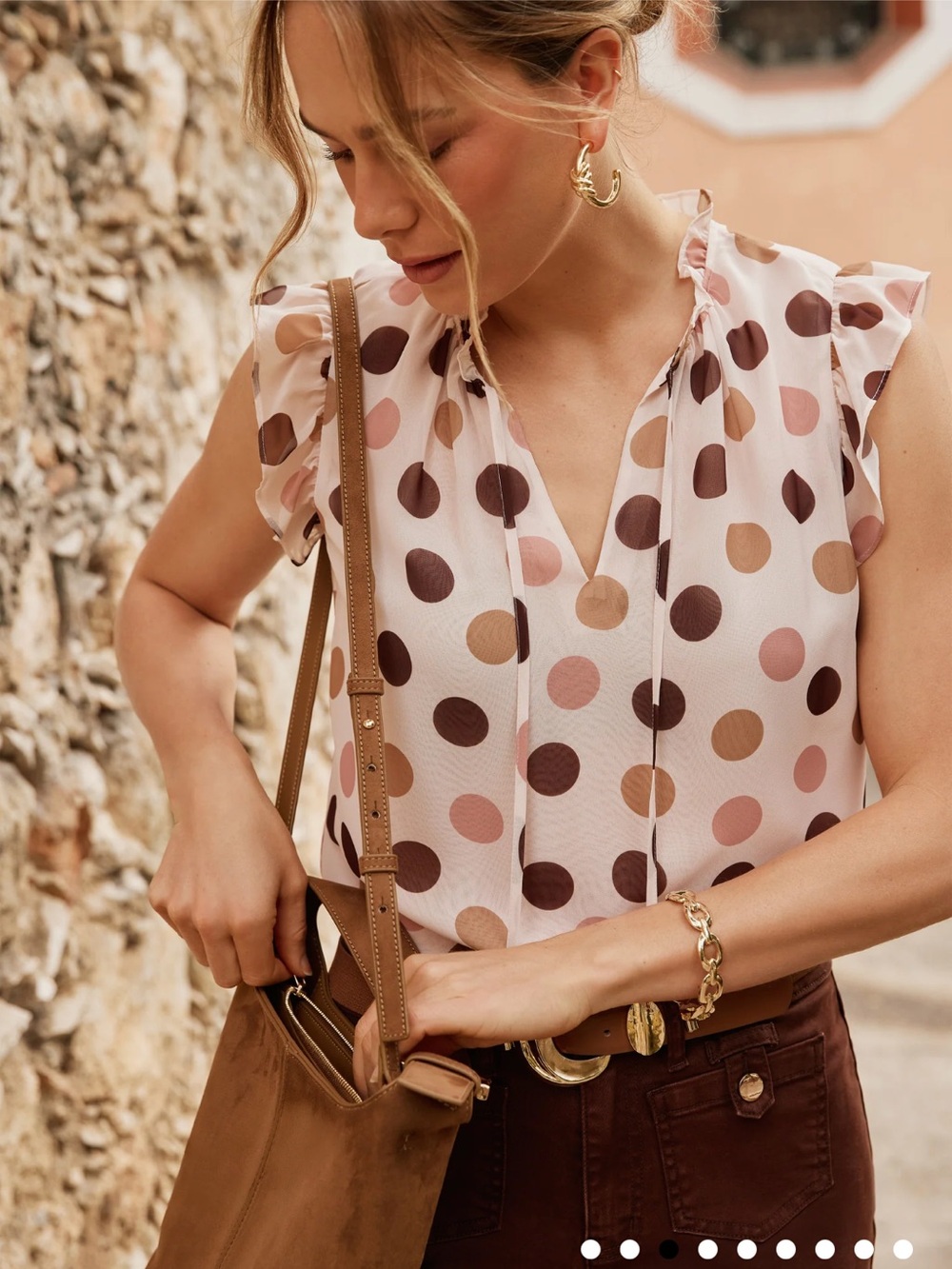Laura Sleeveless Polka Dot Blouse Blush Pink